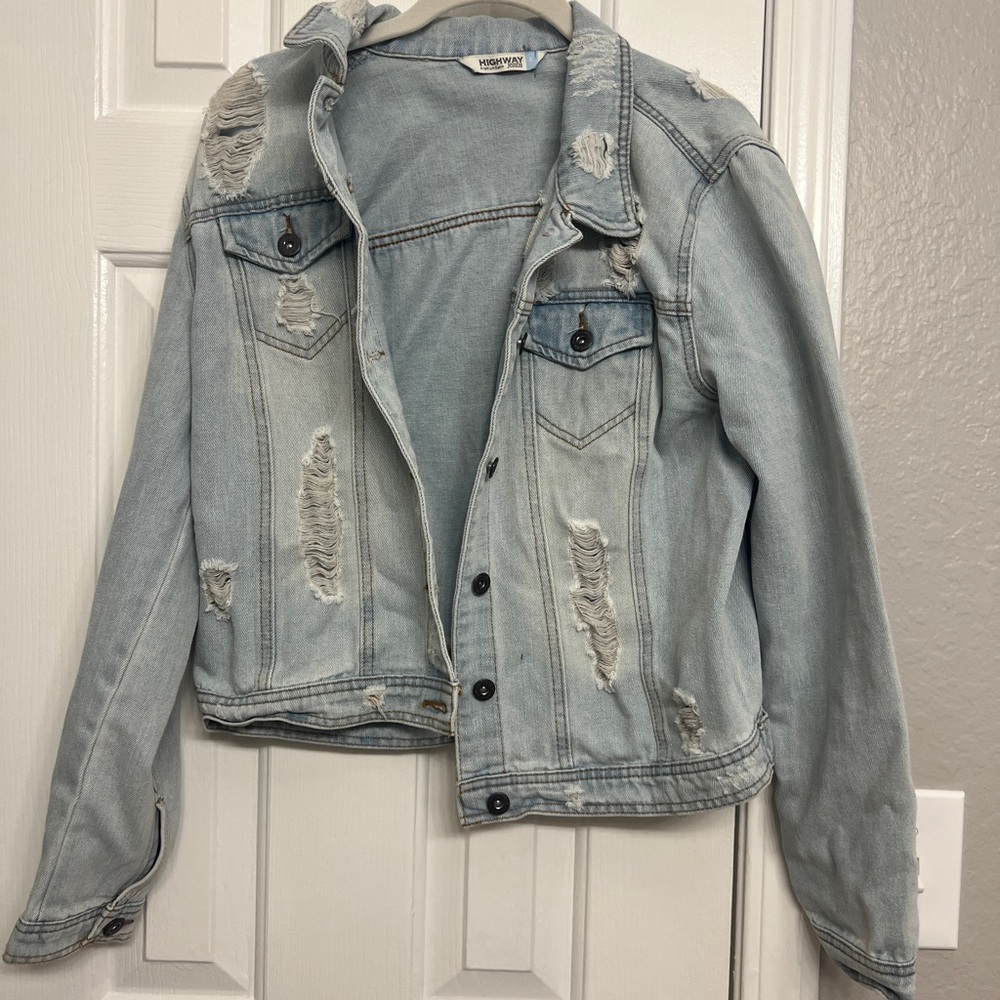 Highway Jeans Blue Distressed Jean Jacket